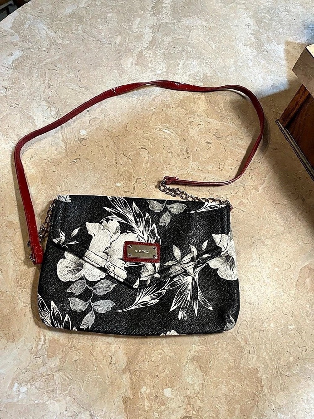 Nine West Floral Crossbody in Black & Red